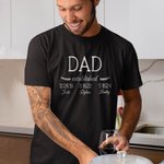 Maglietta personalizzata Daddy Established 100% cotone con 1-8 nomi di bambini e date Regalo di compleanno per la festa del papà per il nonno