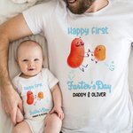 Gepersonaliseerd Happy First Farter's Day Potato 100% Katoenen Baby Onesie T-shirt met Naam Grappig Vaderdagcadeau voor Baby Nieuwe Vader