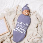 Personalized Happy First Father’s Day 100% Cotton Sleep Sack and Hat Swaddle Set with Name Father's Day Newborn Gift for Baby