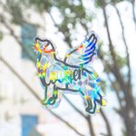 Personalizzato olografico senza traccia di gatto cane silhouette arcobaleno Prisma finestra Cling con nome Memorial regalo di compleanno per gli amanti degli animali domestici