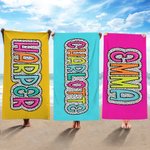 Personalised Multicolour Quick Dry Super Absorbent Dalmatian Dots Beach Towel with Rainbow Name Summer Vacation Accessory Bridesmaid Party Gift for Her