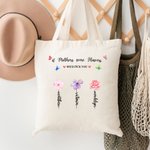 Personalisierte Omas Garten Aquarell Geburt Blume Canvas Tragetasche mit 1-14 Namen Muttertag Geburtstag Geschenk für Frau