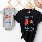 Gepersonaliseerd Happy First Farter's Day Potato 100% Katoenen Baby Onesie T-shirt met Naam Grappig Vaderdagcadeau voor Baby Nieuwe Vader