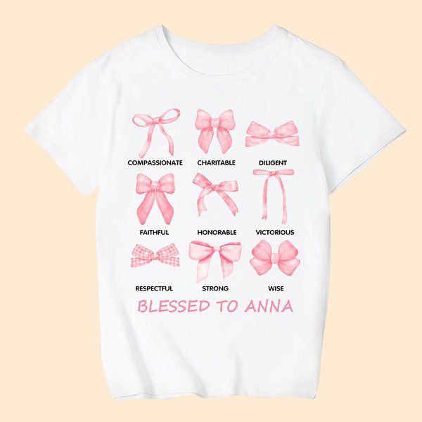 T-shirt Adulte et Enfant Personnalisé avec Texte et Noeud Papillon Cadeau Religieux Anniversaire pour Elle