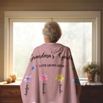 Personalizada 1-13 Flores de Nacimiento El Amor Crece Aquí Manta Suave con Nombres Día de la Madre para Mamá Abuela
