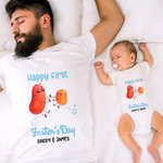 Gepersonaliseerd Happy First Farter's Day Potato 100% Katoenen Baby Onesie T-shirt met Naam Grappig Vaderdagcadeau voor Baby Nieuwe Vader
