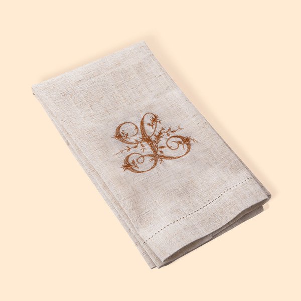 Personlig monogram linneservett med broderat initial Mors dag bröllopsgåva till henne
