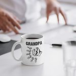 Taza de cerámica personalizada Fist Bump Daddy Team 11oz con título y 1-16 nombres Día del Padre Regalo de cumpleaños para papá Abuelo