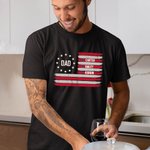 Camiseta personalizada Bandera Americana 100% Algodón con 1-8 Nombres Día del Padre Regalo de Cumpleaños para Papá