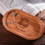 Plateau pour Chapelet en Bois Personnalisé avec Texte Gravé Cadeau Sacrement Première Communion Baptême pour Chrétien