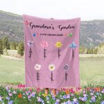 Personalizada 1-13 Flores de Nacimiento El Amor Crece Aquí Manta Suave con Nombres Día de la Madre para Mamá Abuela