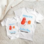 Gepersonaliseerd Happy First Farter's Day Potato 100% Katoenen Baby Onesie T-shirt met Naam Grappig Vaderdagcadeau voor Baby Nieuwe Vader