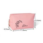 Personalizzato in pelle di grande capacità impermeabile nascita fiore trucco borsa cosmetica con nome damigella d'onore festa della mamma regalo di compleanno per lei
