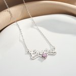 Gepersonaliseerde minimalistische naamketting met hart geboortesteen sierlijke sieraden verjaardag verjaardagscadeau voor vrouwen
