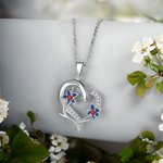 Personalized Colourful Enamel Birth Flower Heart Necklace with Engraved Name Birthday Mother's Day Gift for Her