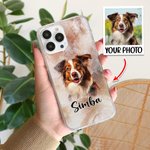 Coque en TPU pour iPhone Personnalisée avec Nom et Photo de l'Animal Cadeau d'Anniversaire pour les Amoureux des Chiens des Chats