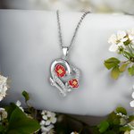 Personalized Colourful Enamel Birth Flower Heart Necklace with Engraved Name Birthday Mother's Day Gift for Her