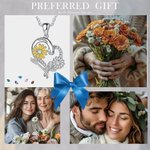 Personalized Colourful Enamel Birth Flower Heart Necklace with Engraved Name Birthday Mother's Day Gift for Her