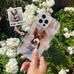 Coque en TPU pour iPhone Personnalisée avec Nom et Photo de l'Animal Cadeau d'Anniversaire pour les Amoureux des Chiens des Chats
