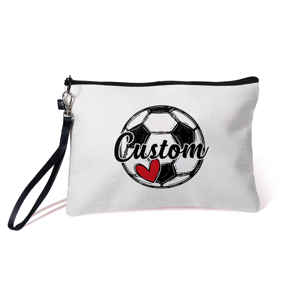 Personalizado Pickleball Fútbol Baloncesto Deportes Lienzo Bolsa de maquillaje con nombre y cremallera Regalo de cumpleaños para el entrenador amante de la pelota