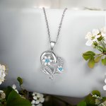 Personalized Colourful Enamel Birth Flower Heart Necklace with Engraved Name Birthday Mother's Day Gift for Her