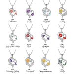 Personalized Colourful Enamel Birth Flower Heart Necklace with Engraved Name Birthday Mother's Day Gift for Her