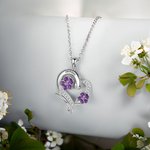 Personalized Colourful Enamel Birth Flower Heart Necklace with Engraved Name Birthday Mother's Day Gift for Her