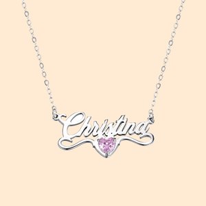 Collier Minimaliste Personnalisé avec Nom Pierre de Naissance Cadeau Anniversaire pour Femme