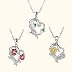 Personalized Colourful Enamel Birth Flower Heart Necklace with Engraved Name Birthday Mother's Day Gift for Her