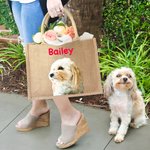 Sac en Jute Personnalisé avec Nom et Portrait de l'Animal Style Peinture à l'Huile Cadeau Anniversaire pour Amoureux d'Animaux de Compagnie