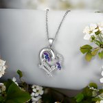 Personalized Colourful Enamel Birth Flower Heart Necklace with Engraved Name Birthday Mother's Day Gift for Her