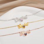 Gepersonaliseerde minimalistische naamketting met hart geboortesteen sierlijke sieraden verjaardag verjaardagscadeau voor vrouwen