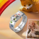 Personalisierte Namensring mit Pfote Regenbogen Welpenhalsband Ring Erinnerung an Verlust von Haustier Geschenk für Tierliebhaber