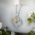 Personalized Colourful Enamel Birth Flower Heart Necklace with Engraved Name Birthday Mother's Day Gift for Her