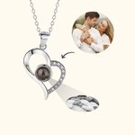 Pendentif Photo Projection Personnalisée avec Je t'aime en 100 Langues Collier Forme de Cœur Cadeau Anniversaire Fête