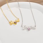 Gepersonaliseerde minimalistische naamketting met hart geboortesteen sierlijke sieraden verjaardag verjaardagscadeau voor vrouwen