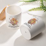 Personalisierter Keramik Pflanzentopf Omas Garten Geburtsblumen-Strauß mit Bambus Sockel und Namen Muttertag Geschenk für Mama Oma