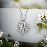 Personalized Colourful Enamel Birth Flower Heart Necklace with Engraved Name Birthday Mother's Day Gift for Her