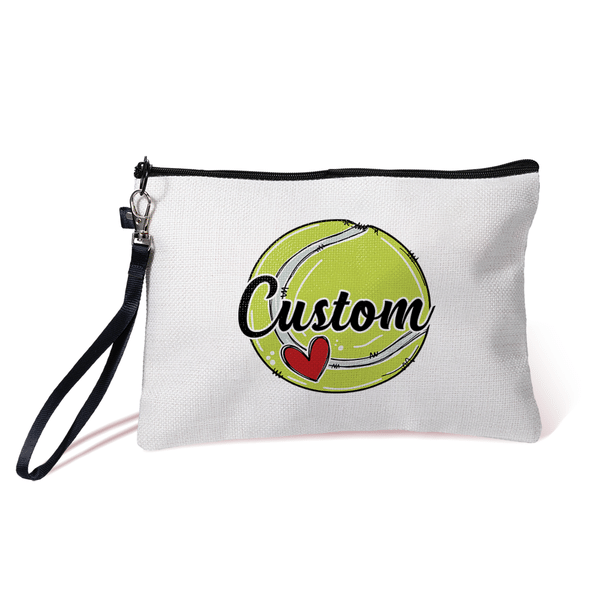 Sac Cosmétique Personnalisé avec Pickleball Football Basketball et Nom Cadeau pour Entraîneur Amateur du Sport