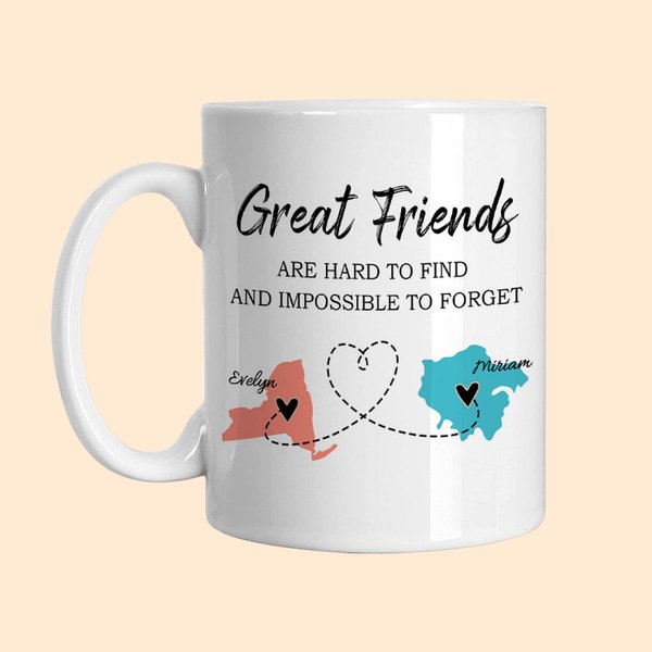 Tasse en Céramique 330ml/450ml Personnalisée avec Noms et États Cadeau d'Amitié pour la Famille et les Amis