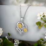 Personalized Colourful Enamel Birth Flower Heart Necklace with Engraved Name Birthday Mother's Day Gift for Her