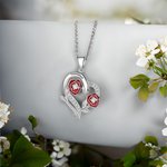 Personalized Colourful Enamel Birth Flower Heart Necklace with Engraved Name Birthday Mother's Day Gift for Her