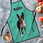 Personalized Oil Painting Style Pet Photo Waterproof Apron with Name Multicolour Available Birthday Gift for Pet Lovers Owners