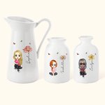 Personalised Vintage Floral Cute Women Girl Ceramic Vase with Name Birthday Mother's Day Gift for Her