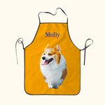 Personalized Oil Painting Style Pet Photo Waterproof Apron with Name Multicolour Available Birthday Gift for Pet Lovers Owners