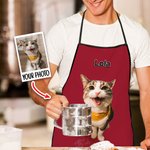 Personalized Oil Painting Style Pet Photo Waterproof Apron with Name Multicolour Available Birthday Gift for Pet Lovers Owners