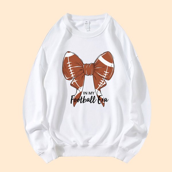Personalised In My Era Coquette Bow Baseball Volleyball Softball Football Sweatshirt with Text Birthday Gift for Her