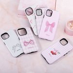 Coquette Personalizada Rosa Cintas Pajarita Patrón TPU Funda de teléfono para iPhone con nombre Regalo de cumpleaños para ella
