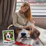 Personalisierte Aquarell Haustier Porträt Foto weiche Decke mit Namen Memorial Geburtstag Geschenk für Tierliebhaber Besitzer