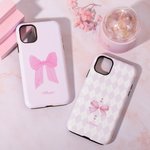 Coquette Personalizada Rosa Cintas Pajarita Patrón TPU Funda de teléfono para iPhone con nombre Regalo de cumpleaños para ella